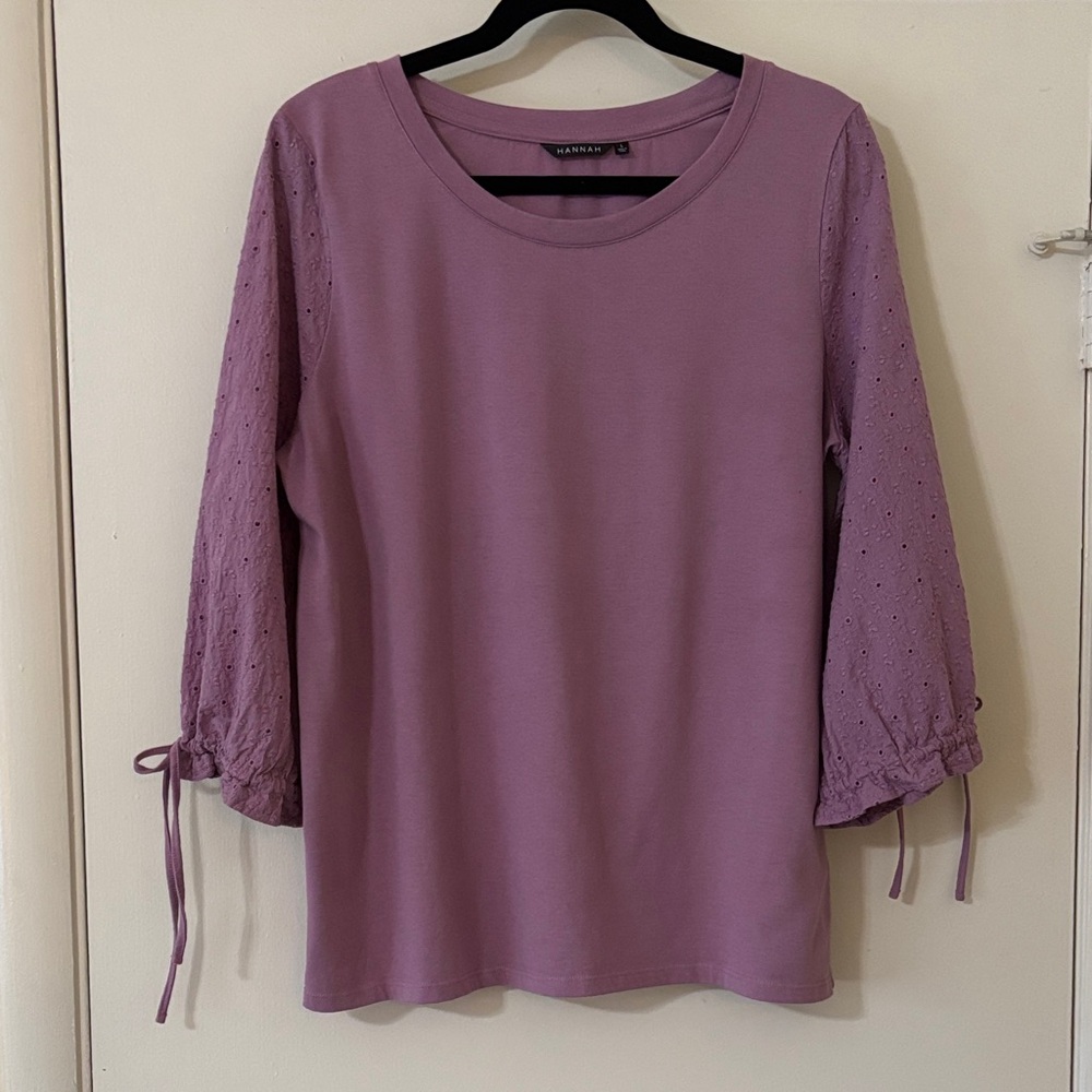 Lavender Blouse with Eyelet Sleeves